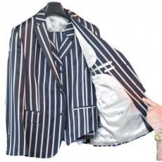 Navy & white stripe 3-piece suit