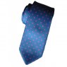 Mid blue silk tie with pink spots
