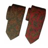 Country colour Paisley ties green and red silk