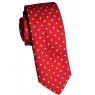 Red silk tie with white spots Aidan Sweeney Brecon