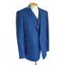 Blue check three piece suit