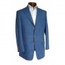 Blue herringbone tweed suit with gold trim and buttons