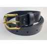 Dark brown leather belt with gold coloured buckle