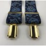 Blue Paisley pattern braces wit gold clips