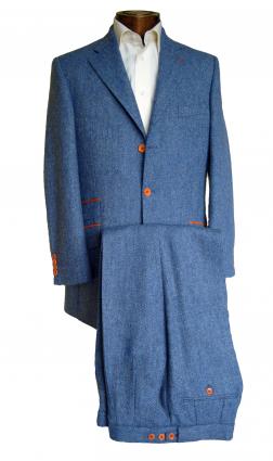 Made to measure blue tweed two piece suit in Holland and Sherry fabric