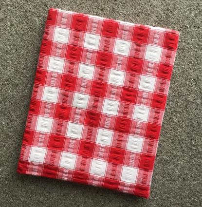 Red check seersucker tablecloths and napkins