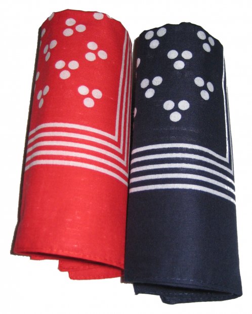 Red and blue spotted handkerchiefs - always popular!