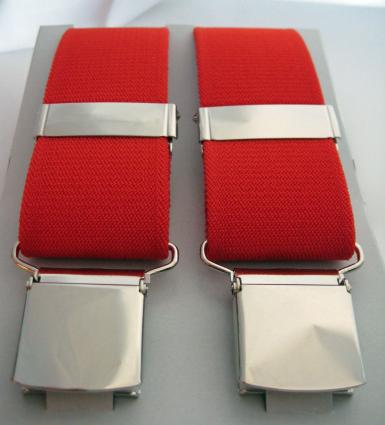 Red trouser braces with extra strong clips - a great Christmas gift