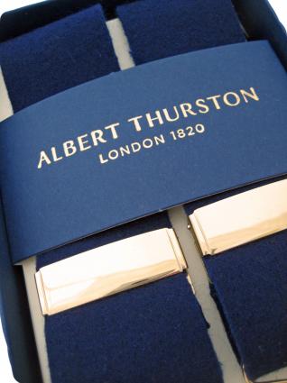 Albert Thurston wool boxcloth braces now available in navy blue
