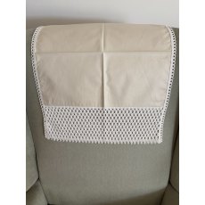 Cotton chair back (antimacassar) with lace panel Cotton chair back (antimacassar) with lace panel