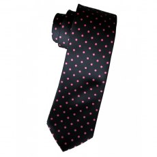 Silk tie: navy with pink spots