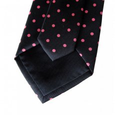 Silk tie: navy with pink spots