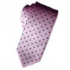 Silk tie: pale pink with navy spots