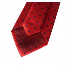 Silk tie: red with pale navy spots