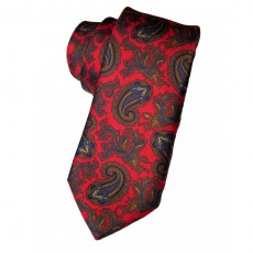 Silk tie: large red Paisley pattern in traditional style
