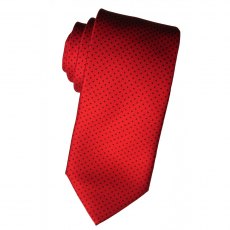 Silk tie: red with navy blue pin-dots