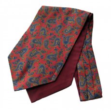 Silk cravat red with medium Paisley pattern