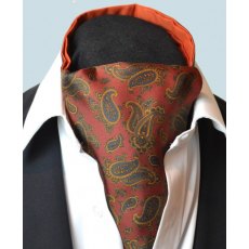 Silk cravat russet with medium Paisley pattern