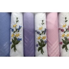 6 ladies handkerchiefs - assorted colours