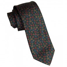 Dark green silk tie with small Paisley designs