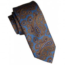 Paisley pattern silk tie: medium blue