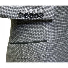 Black & white tweed jacket, velvet collar