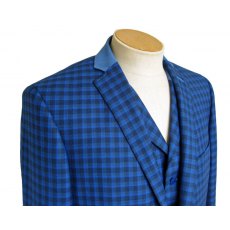 Blue check pure wool tweed suit