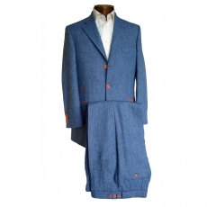 Blue herringbone tweed 3-piece suit