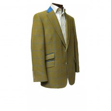 Check tweed jacket with blue collar