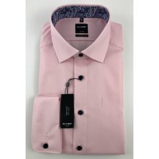 Olymp Luxor long sleeve shirt - pink with Paisley collar lining