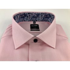 Olymp Luxor long sleeve shirt - pink with Paisley collar lining