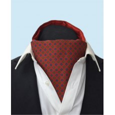 Silk cravat: red with navy and green flowers