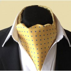 Silk cravat: yellow with mid blue spots