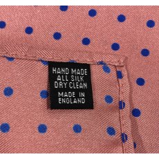 Silk handkerchief: mid pink with mid blue spots