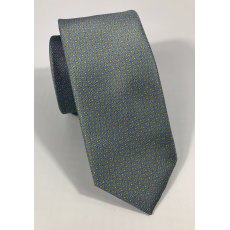 Silk tie:blue/grey with gold pattern