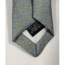 Silk tie:blue/grey with gold pattern