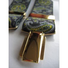 Green and black Paisley pattern clip braces XXL (52 inches)