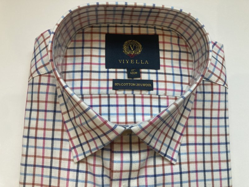 Viyella Viyella tattersall check mens shirt VY0110 in Wine/Navy (colour 405)