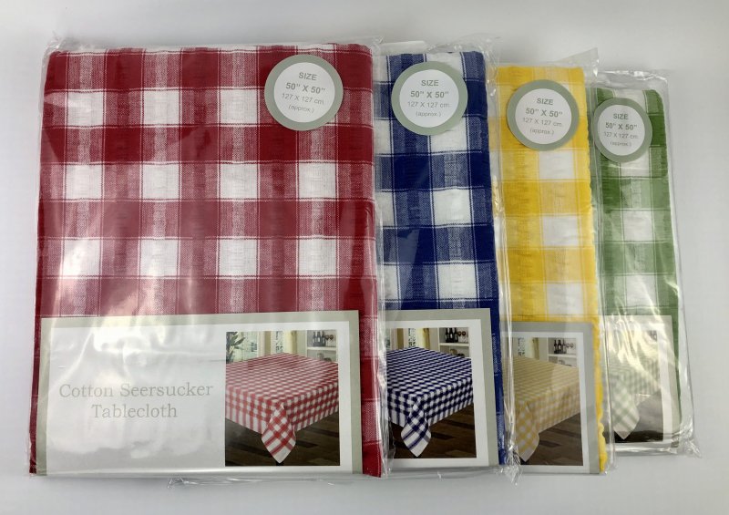 A Blue Seersucker Tablecloths 50” x 50” Square 100% Cotton Best Quality 