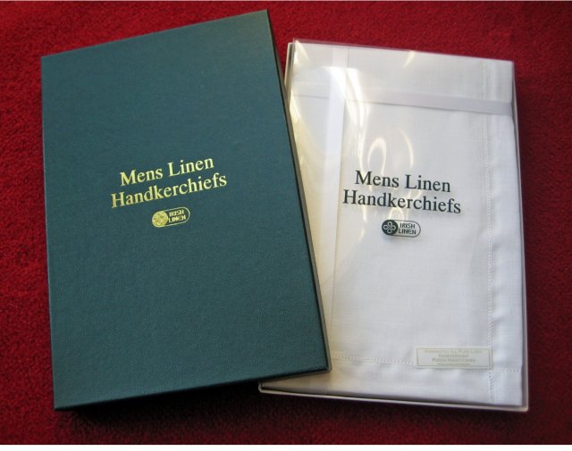 Mens Irish linen handkerchiefs in gift box