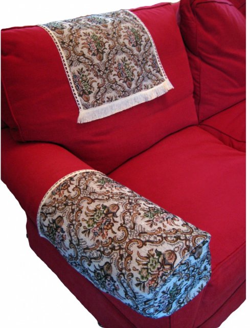 UK MADE COPPER  FLORAL BEIGE  ARM CAPS CHAIR BACKS TAPESTRY LACE TRIM £5.49 EACH 