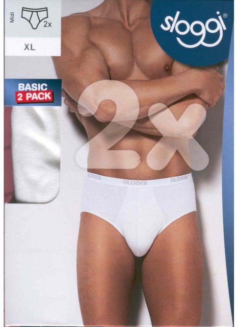 Sloggi basic mens midi brief 2 pack white