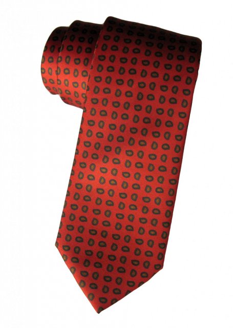 Small Paisley pattern red silk tie