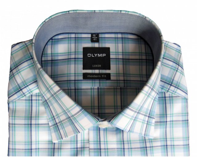 Olymp green and blue check Luxor shirt non-iron