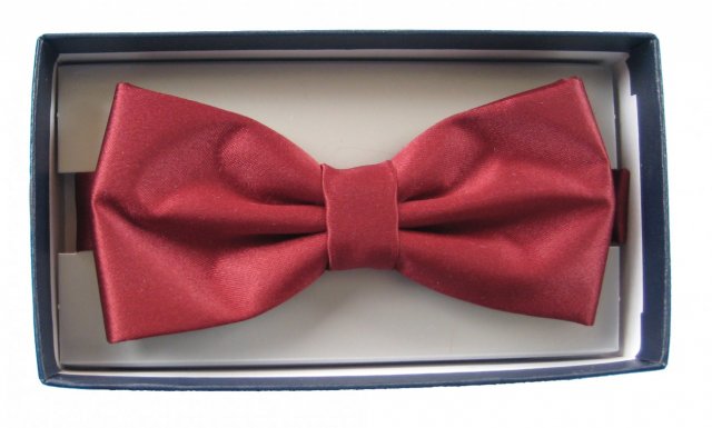 Satin ready tied bow tie wine red