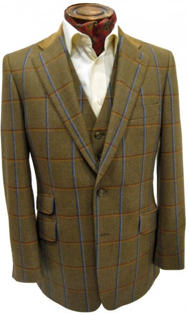 Country tweed jacket with alcantara collar