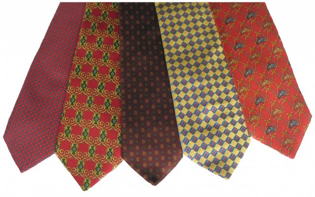silk ties with smart patterns gold and blue diamonds