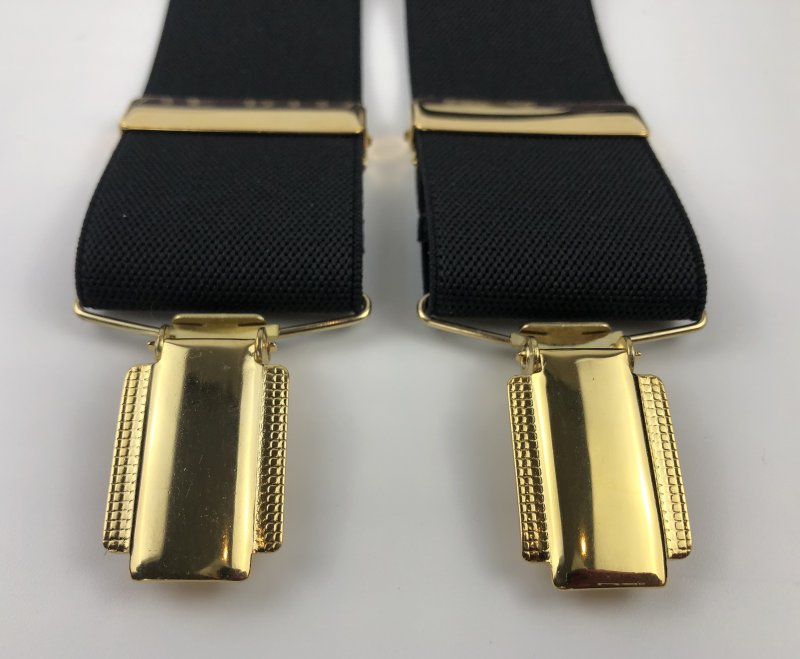 Black braces with gold clips