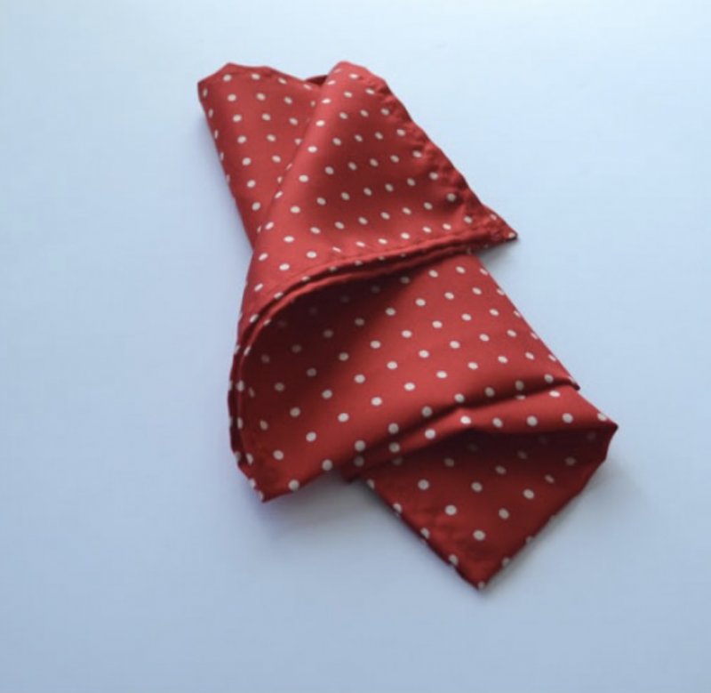 Silk handkerchief: red with white spots