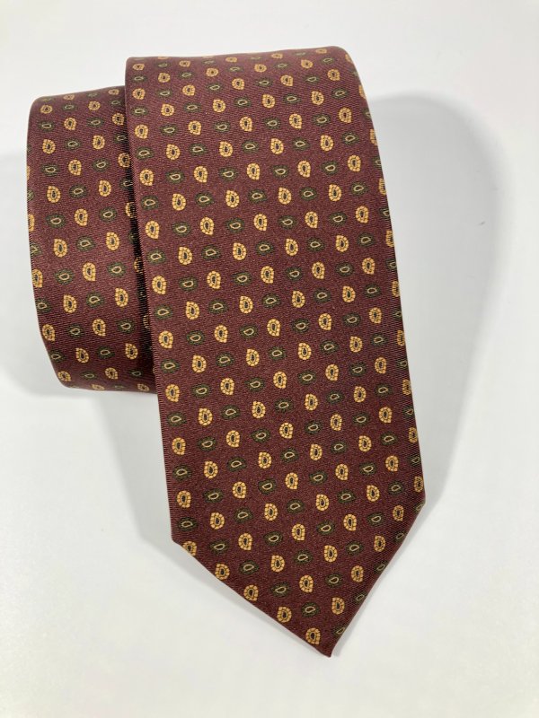 Silk tie: brown with small Paisley pattern